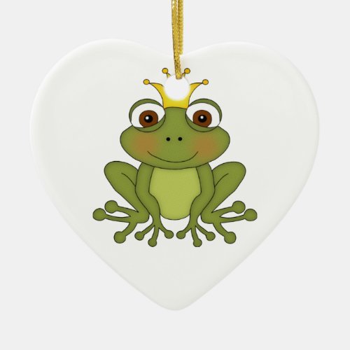 Fairy Tale Frog Prince with Crown Ceramic Ornament