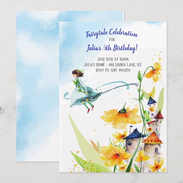 Fairy tale Garden Birthday Invitation (Front/Back)