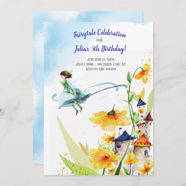 Fairy tale Garden Birthday Invitation (Front/Back)