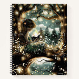 Fairy Tale Girls Reading by Starlight Notebook