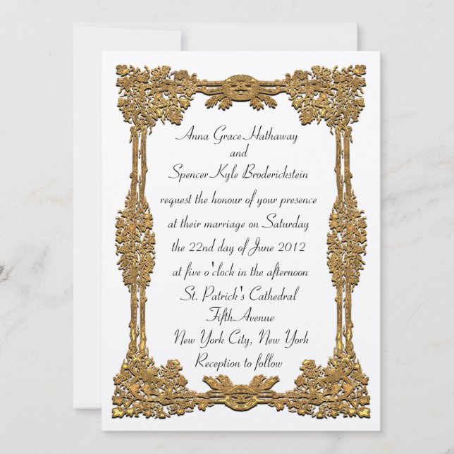 Fairy Tale Gold  Wedding Invitation 5.5" x 7.5" (Front)