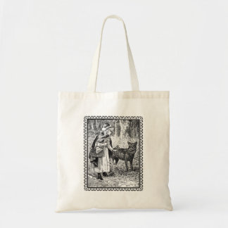 Fairy Tale Illustration of Red Riding Hood Wolf Tote Bag