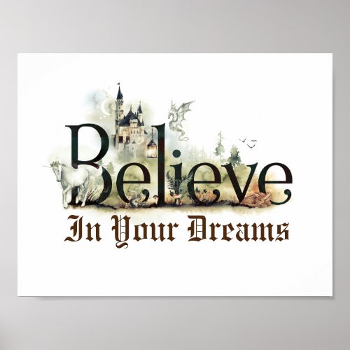 Fairy Tale Magic Creatures Story Book Believe Poster