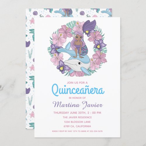 Fairy Tale Mermaid Quinceaera 15th Birthday Invitation