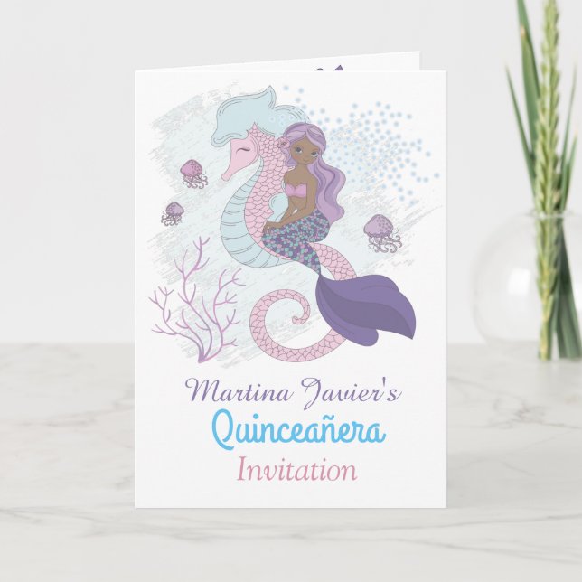 Fairy Tale Mermaid Quinceañera 15th Birthday Invitation (Front)