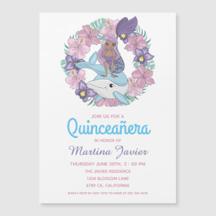 Fairy Tale Mermaid Quinceañera 15th Birthday Magnetic Invitation