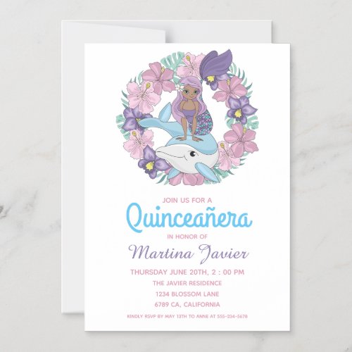 Fairy Tale Mermaid Quinceaera 15th Birthday Magnetic Invitation