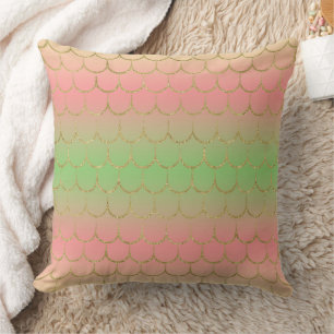 Fairy Tale Mermaid Scales Pastel Gradient Pattern Throw Pillow