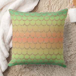 Fairy Tale Mermaid Scales Pastel Gradient Pattern Throw Pillow