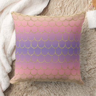 Fairy Tale Mermaid Scales Pastel Gradient Pattern Throw Pillow