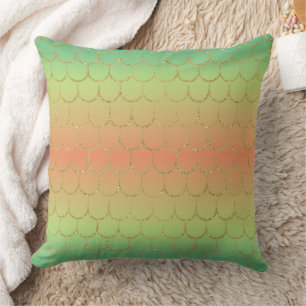 Fairy Tale Mermaid Scales Pastel Gradient Pattern Throw Pillow