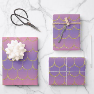 Fairy Tale Mermaid Scales Pastel Gradient Pattern Wrapping Paper Sheets