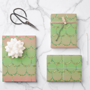 Fairy Tale Mermaid Scales Pastel Gradient Pattern Wrapping Paper Sheets
