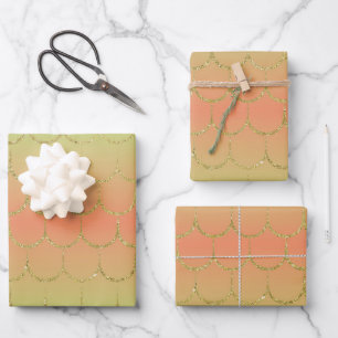 Fairy Tale Mermaid Scales Pastel Gradient Pattern Wrapping Paper Sheets