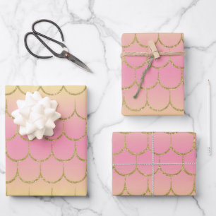 Fairy Tale Mermaid Scales Pastel Gradient Pattern Wrapping Paper Sheets
