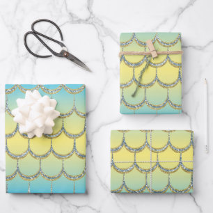 Fairy Tale Mermaid Scales Pastel Gradient Pattern Wrapping Paper Sheets