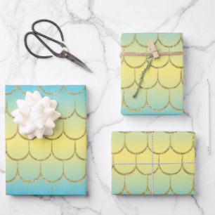 Fairy Tale Mermaid Scales Pastel Gradient Pattern Wrapping Paper Sheets