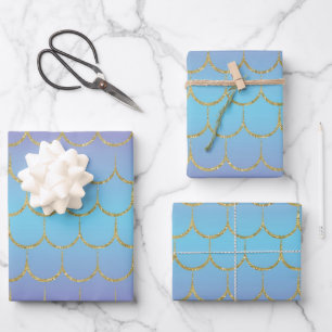 Fairy Tale Mermaid Scales Pastel Gradient Pattern Wrapping Paper Sheets