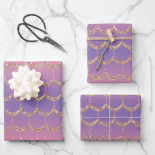 Fairy Tale Mermaid Scales Pastel Gradient Pattern Wrapping Paper Sheets