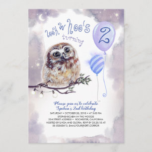 Fairy Tale Night and Little Owl Boys Birthday Invitation