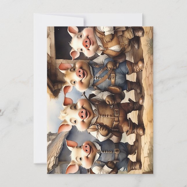 Fairy Tale Pigs Note Card (Front)