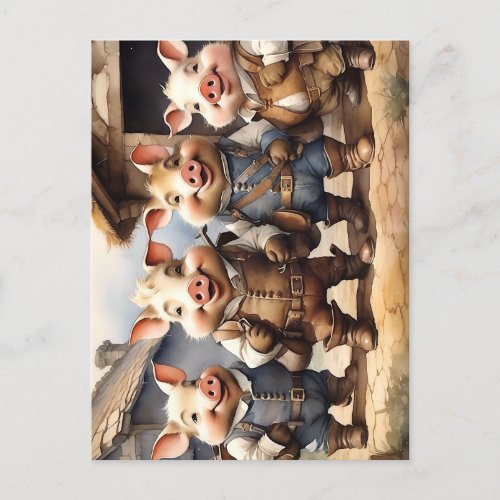Fairy Tale Pigs Postcard
