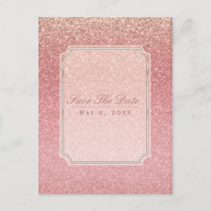 Fairy Tale Pink Glitter Glam Party Save the Date Announcement Postcard