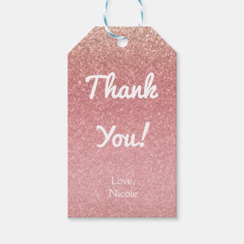 Fairy Tale Pink Glitter Sweet 16 Party Favor Gift Tags