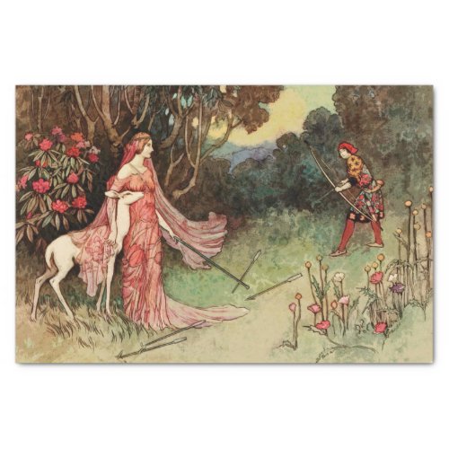 Fairy Tale Princess And White Deer Tissue Paper