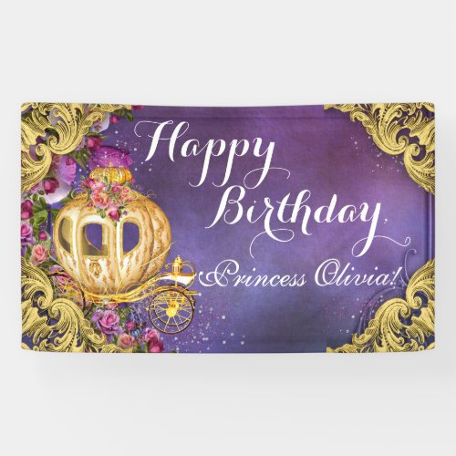 Fairy Tale Princess Carriage Princess Birthday Banner