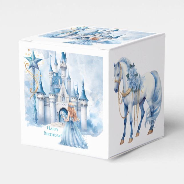 Fairy Tale Princess Castle Girl Birthday Favor Boxes (Front Side)