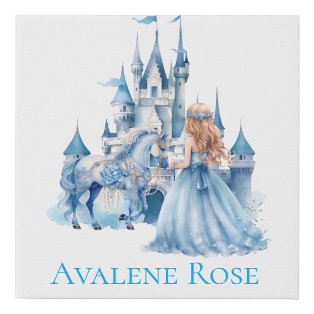 Fairy Tale Princess Castle Girl Birthday Gift Faux Canvas Print (Front)