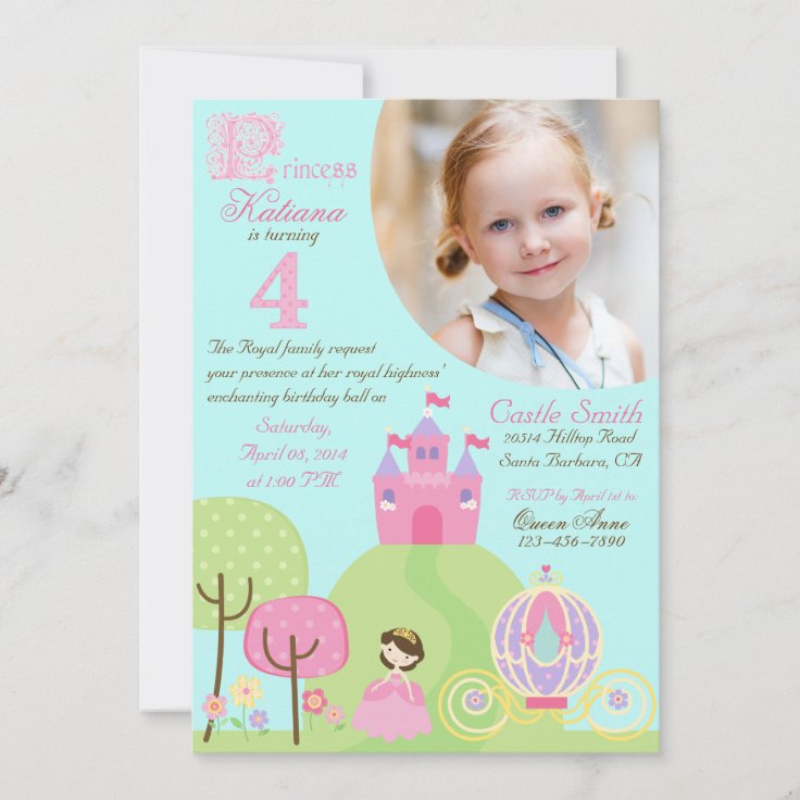 Fairy Tale Princess Fourth Birthday Invitation | Zazzle