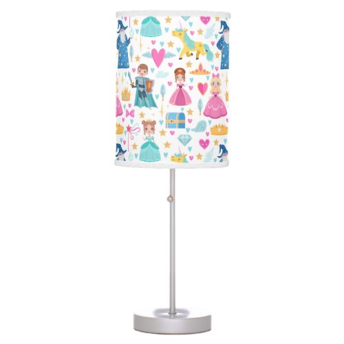 Fairy Tale Princess Knight Unicorn Wizard Pattern Table Lamp