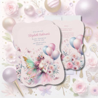 Fairy Tale Princess Pink Girl's Party 1st Birthday Invitation