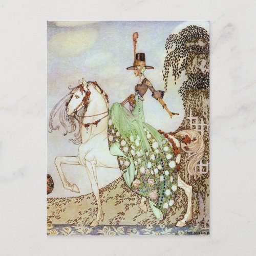 Fairy Tale Princess Riding into the World Postcard