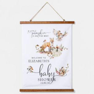 Fairy Tale Pumpkin Fall Baby Shower Welcome Hanging Tapestry
