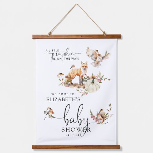 Fairy Tale Pumpkin Fall Baby Shower Welcome  Hanging Tapestry