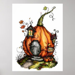 Fairy Tale Pumpkin House Poster