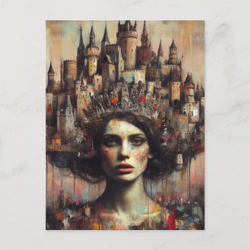 Fairy Tale Queen With Castle Crown on Her Head Postcard