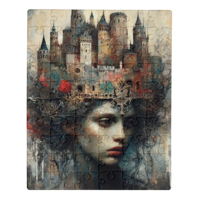 Fairy Tale Queen With Castle on Her Head Jigsaw Puzzle (Puzzle Vertical)
