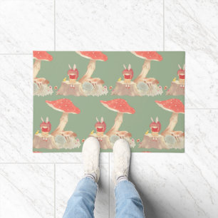 Fairy Tale Reading: Bunny Girl Under Red Mushroom Doormat