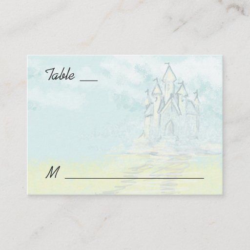 Customizable Fairy Tale Sand Castle Beach Wedding Place Cards Business Card Templates