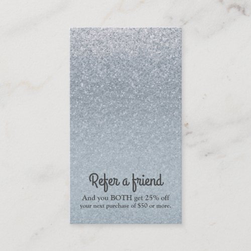 Fairy Tale Silver Glitter Glam Sparkle Chic Glitzy Referral Card
