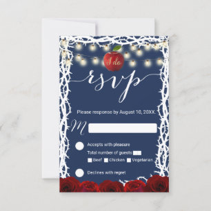 Fairy Tale Snow White Princess Navy Blue RSVP Card