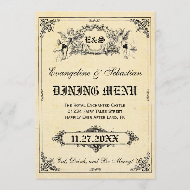 Fairy Tale Storybook Wedding Menu Cards (Front)