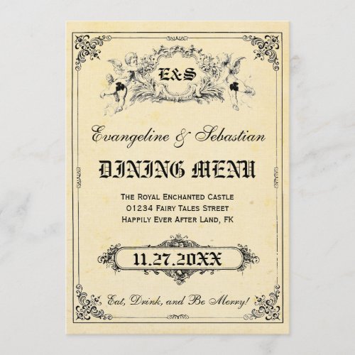 Fairy Tale Storybook Wedding Menu Cards