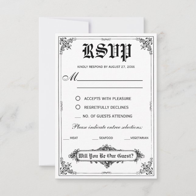 Fairy Tale Storybook Wedding RSVP Cards (Front)