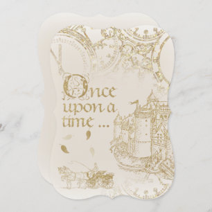 Fairy Tale Theme Castle Carriage Gold Blank Back Invitation