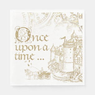 Fairy Tale Theme Castle Carriage Gold Napkins
